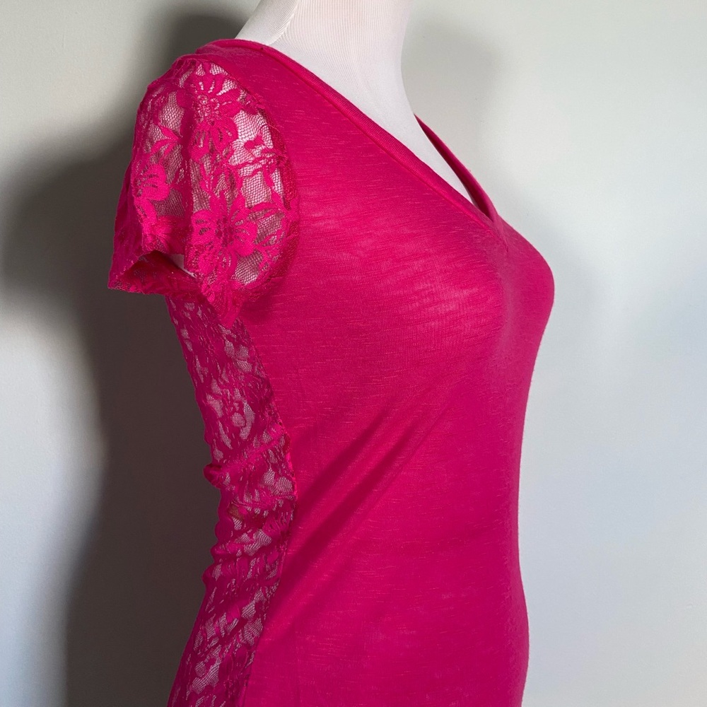 Derek Heart Pink Shirt with see through Lace on entire back